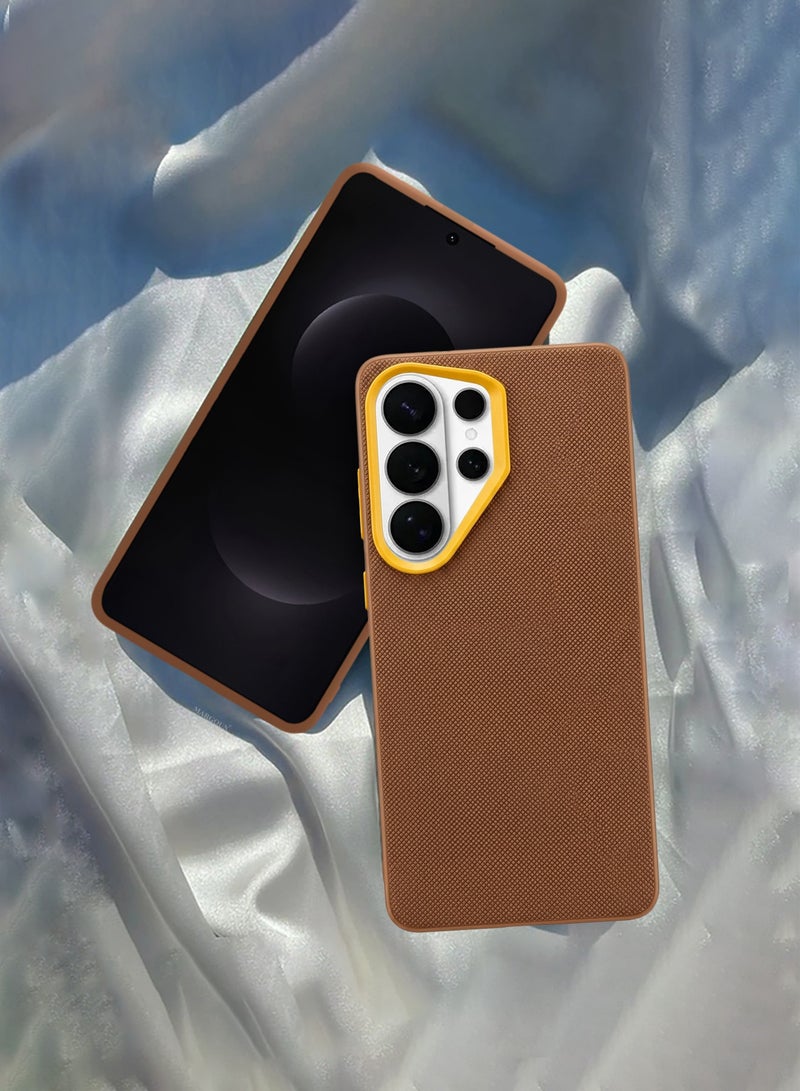 CATANES Samsung Galaxy S26 Ultra Vegan Leather Case Cover - Slim Fit - Raised Edges for Camera and Screen Protection - Light Brown - Image 3